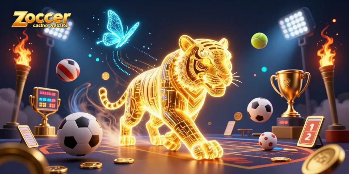 Experience the excitement of the zoccer casino website with a vibrant 3D casino illustration showcasing dynamic elements.