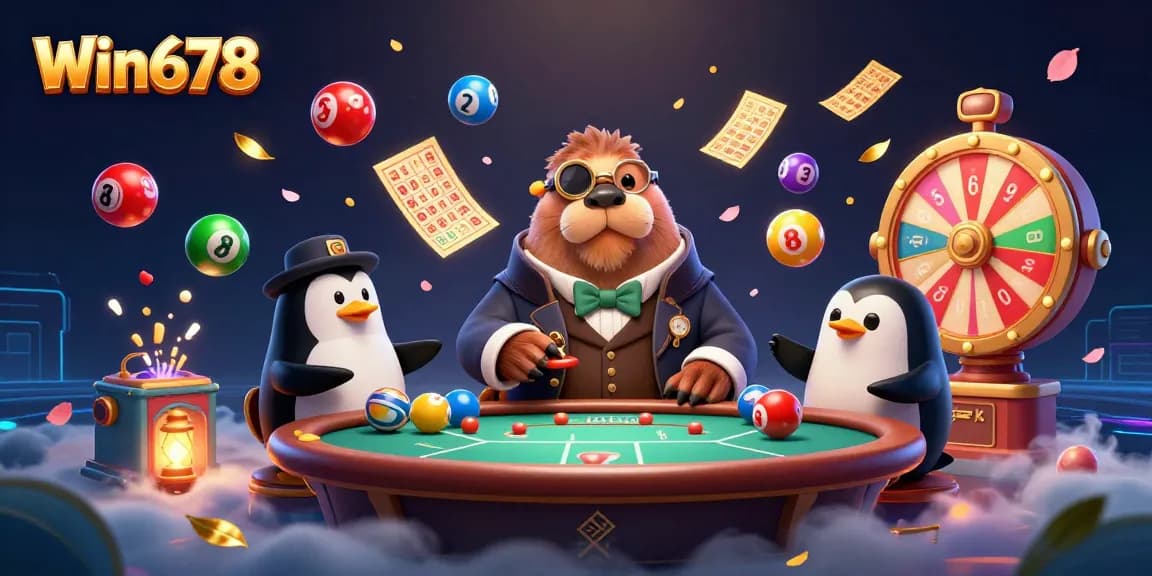 Win678 players enjoy underwater poker action with vibrant game elements in a dynamic illustration.