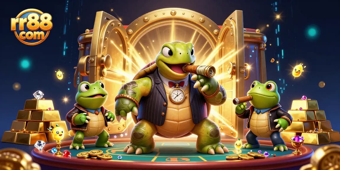 Experience thrilling gameplay at rr88 com with a vibrant casino scene featuring charismatic characters and dazzling treasures.
