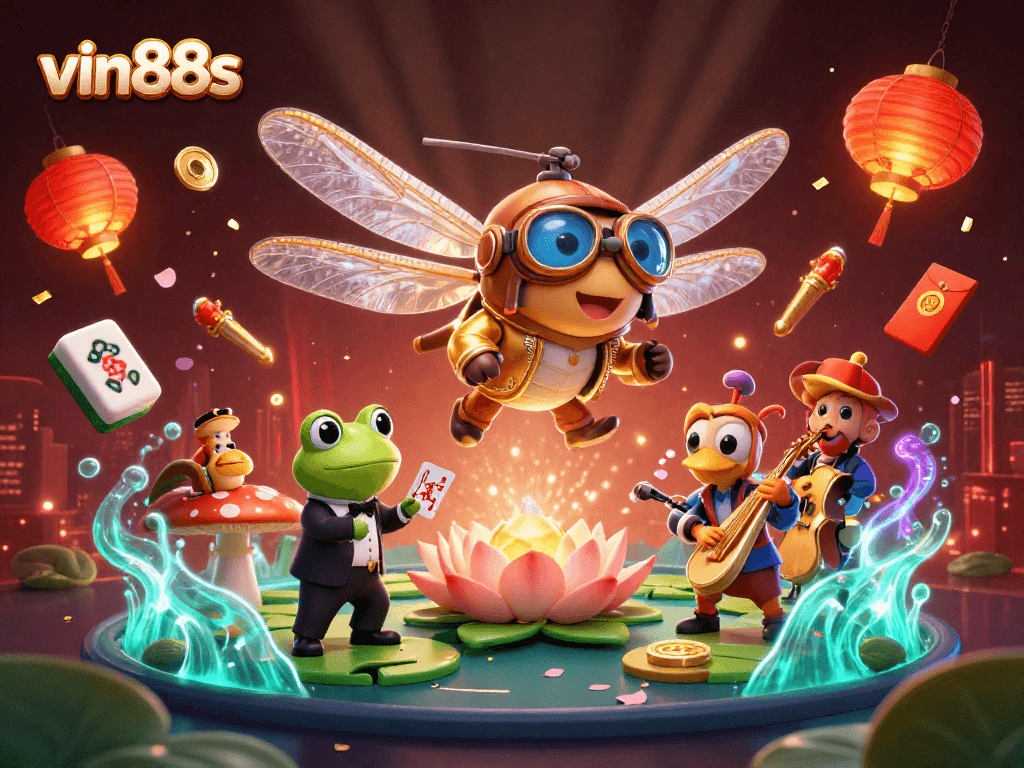 Experience vibrant gaming excitement at vin88s with interactive 3D casino characters and colorful elements.