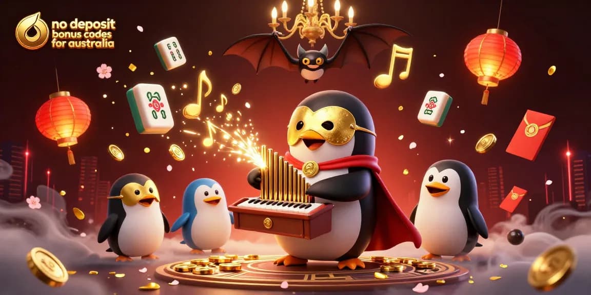 Play with no deposit bonus codes for Australia featuring a spectacular casino scene.
