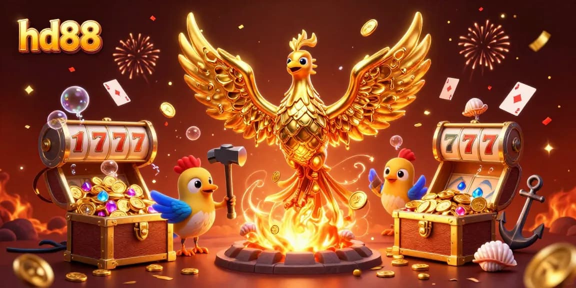 Engage with thrilling slots at hd88, featuring a powerful golden phoenix and explosive treasures.