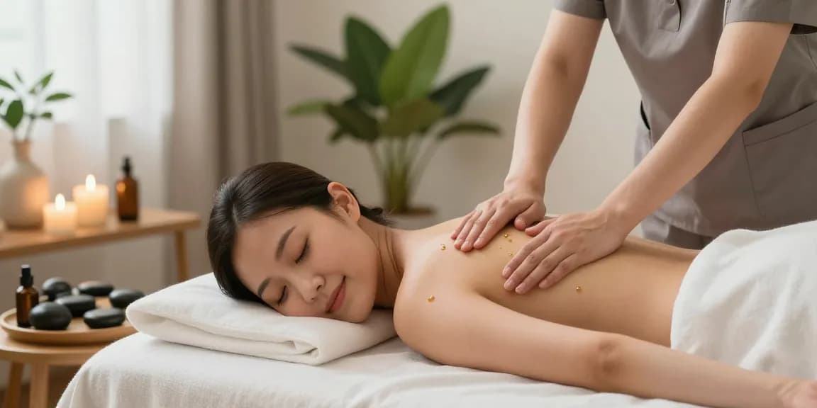 Relaxing home massage session with professional therapist providing 주안출장안마 services, featuring calming atmosphere and rejuvenating oils.