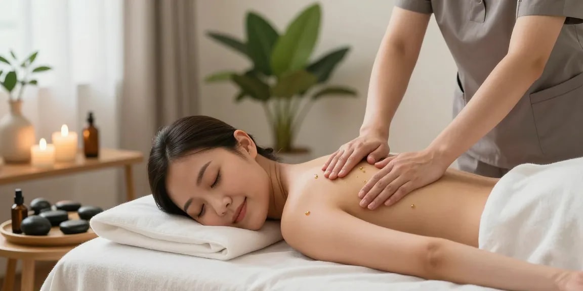 Relaxing home massage session with professional therapist providing 주안출장안마 services, featuring calming atmosphere and rejuvenating oils.