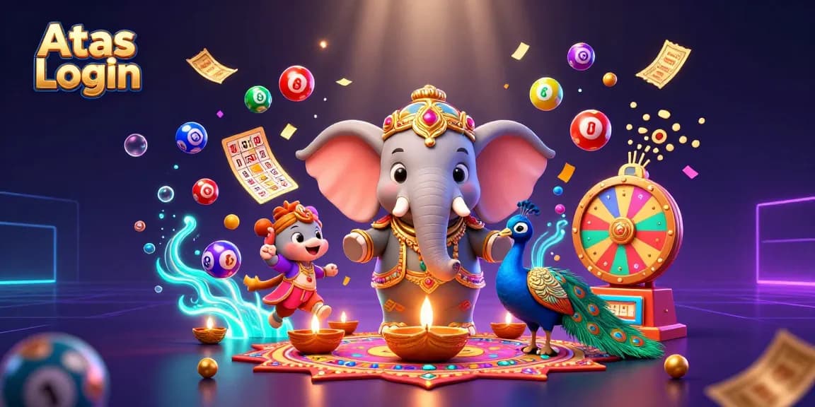 Engage with Atas Login and experience dynamic gaming elements in a vibrant 3D illustration.
