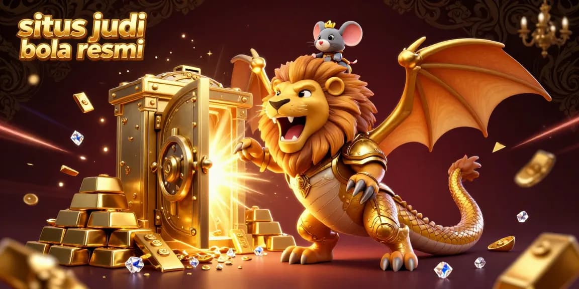 Engage in thrilling sports betting at situs judi bola resmi with dynamic 3D illustration depicting glorious winnings.