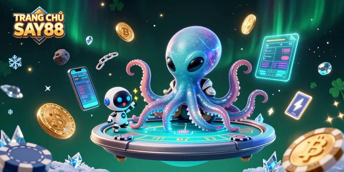 Engage in TRANG CHỦ SAY88 with thrilling poker action and vibrant space casino elements.