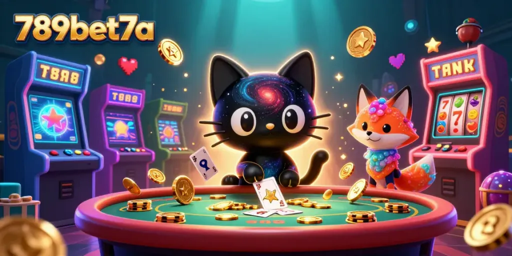 Engage with thrilling gameplay at 789bet7a featuring vibrant cosmic elements and slot symbols.