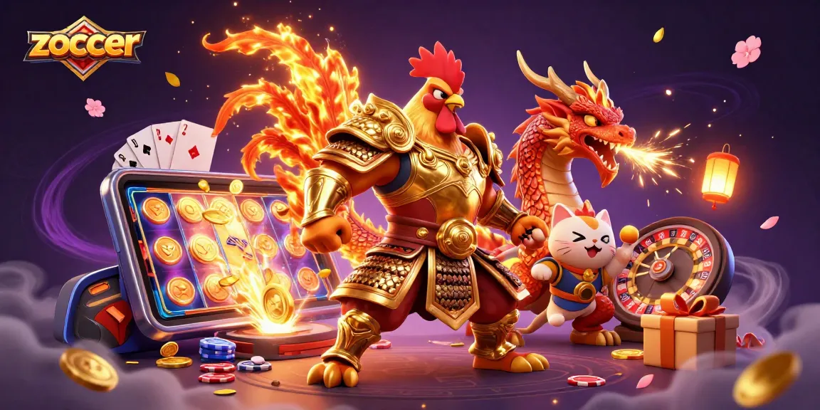 Zoccer brings immersive casino excitement to life with strategic gaming elements in this vibrant illustration.