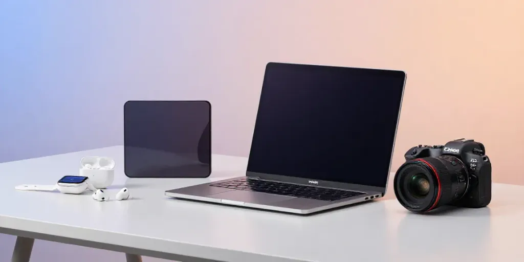 Gadgets: Innovative Technologie und smarte Geräte in modernem Design für Verbraucher.