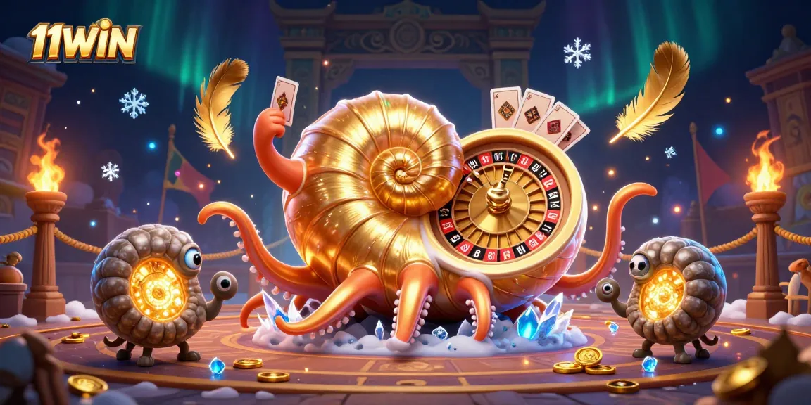 Experience the thrill of 11WIN with a unique nautilus roulette wheel and glowing companions in action.