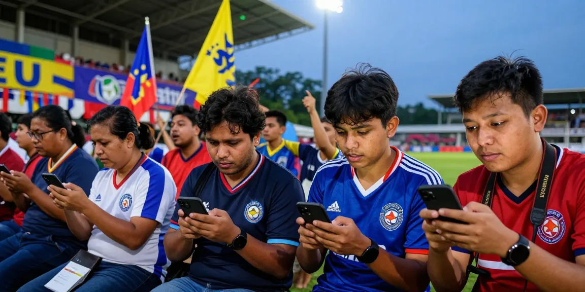 Fussball wetten online: Fans diskutieren Wettstrategien im Stadion vor dem Spiel.