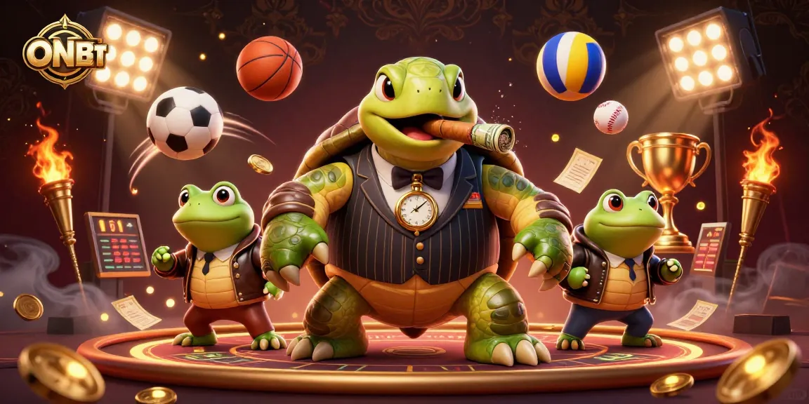 Engage in exhilarating action at ONBET with a vibrant scene featuring dynamic sports imagery and lively characters.