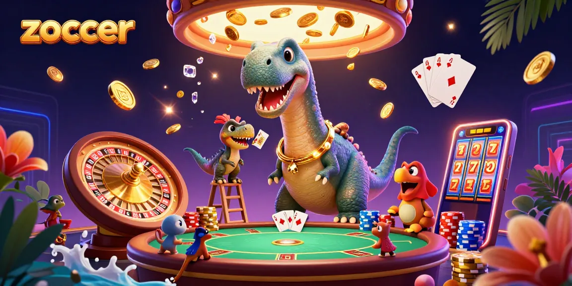 Engage with zoccer in an exhilarating casino scene featuring vibrant characters and gaming elements.
