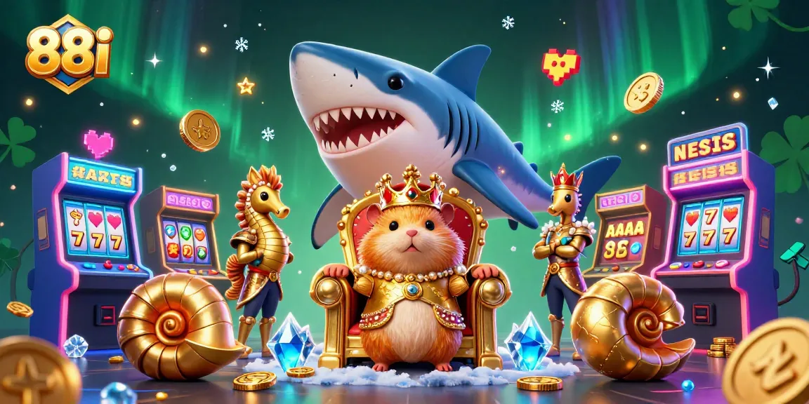 Engage with 88i as a golden hamster king rules over a vibrant casino world filled with classic gaming and treasures.