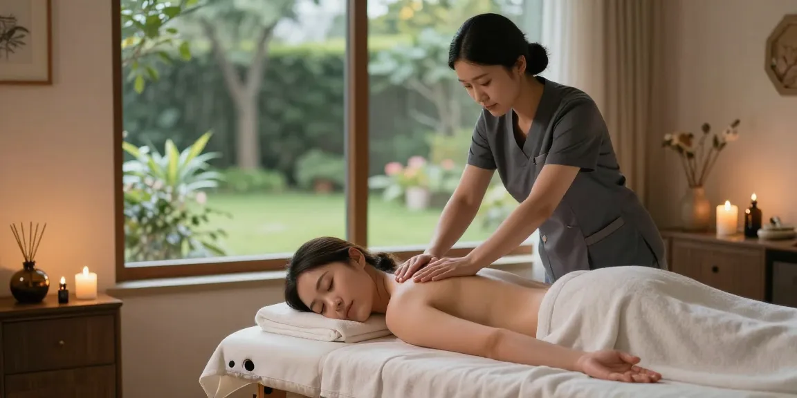 광명출장안마 in a tranquil home setting, professional therapist providing a soothing Swedish massage.
