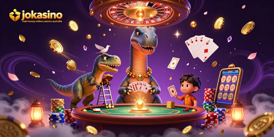 Experience the thrill at jokacasino real money online casinos Australia with vibrant 3D casino elements.