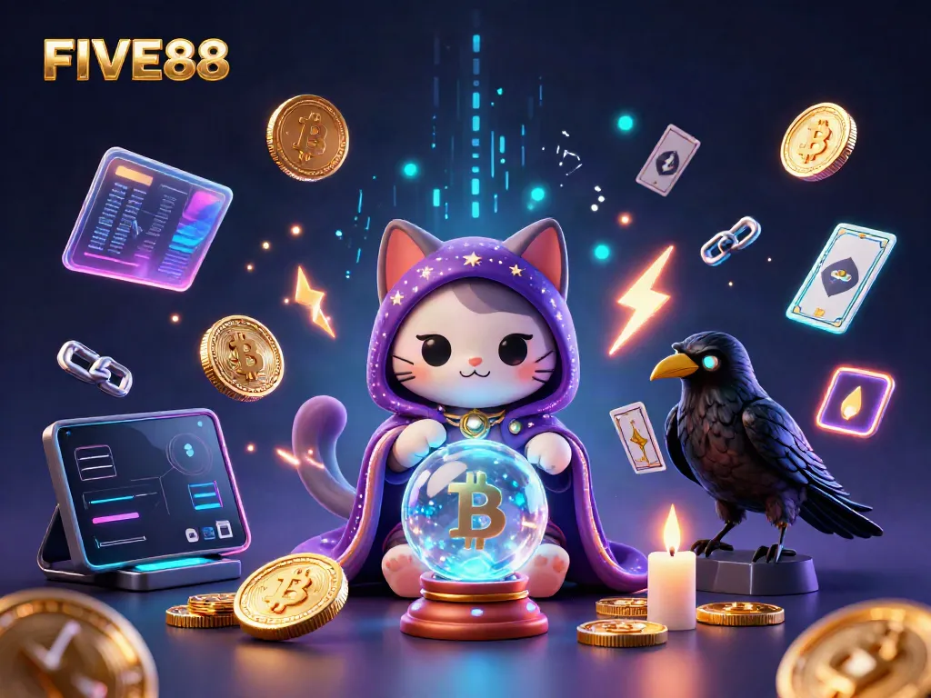 Join the magical realm of FIVE88 as a fortune teller cat and raven deliver rich casino insights.