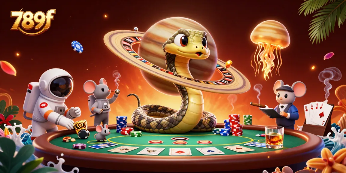Place bets in a vibrant 789f cosmic casino scene featuring unique characters and rich gaming elements.
