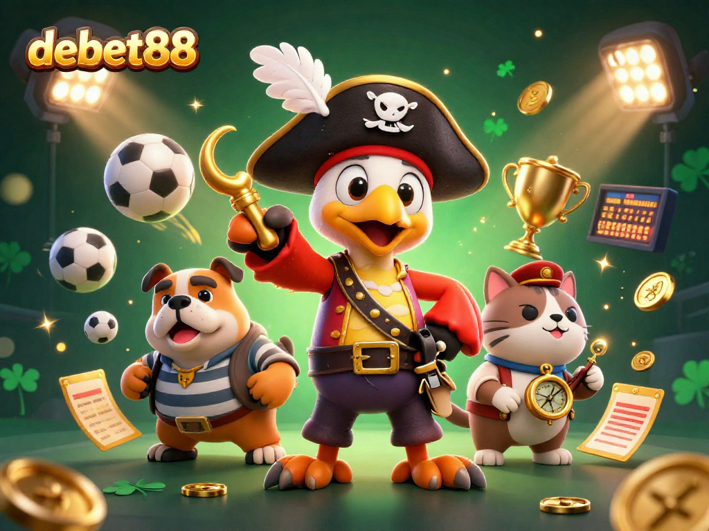 Join debet88 for thrilling casino action with our cartoon pirate crew and sports betting excitement!