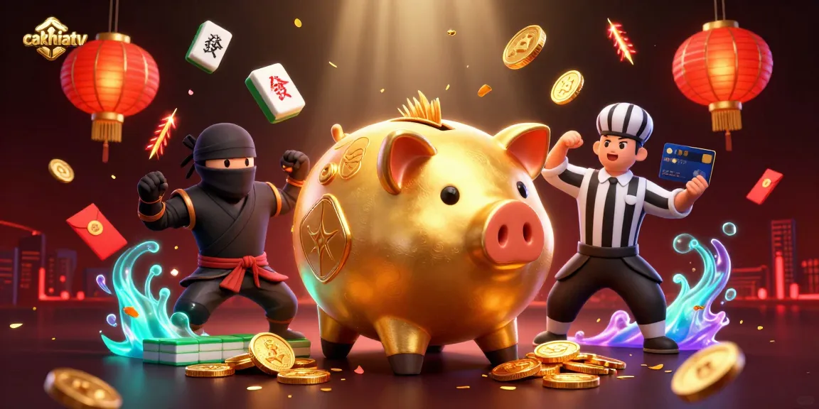 Cakhiatv showcases dynamic gambling with a golden piggy bank sumo wrestler and action-packed scenes.