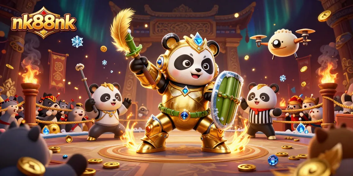 Experience dynamic gameplay with nk88nk as a golden panda battles an arena filled with excitement.