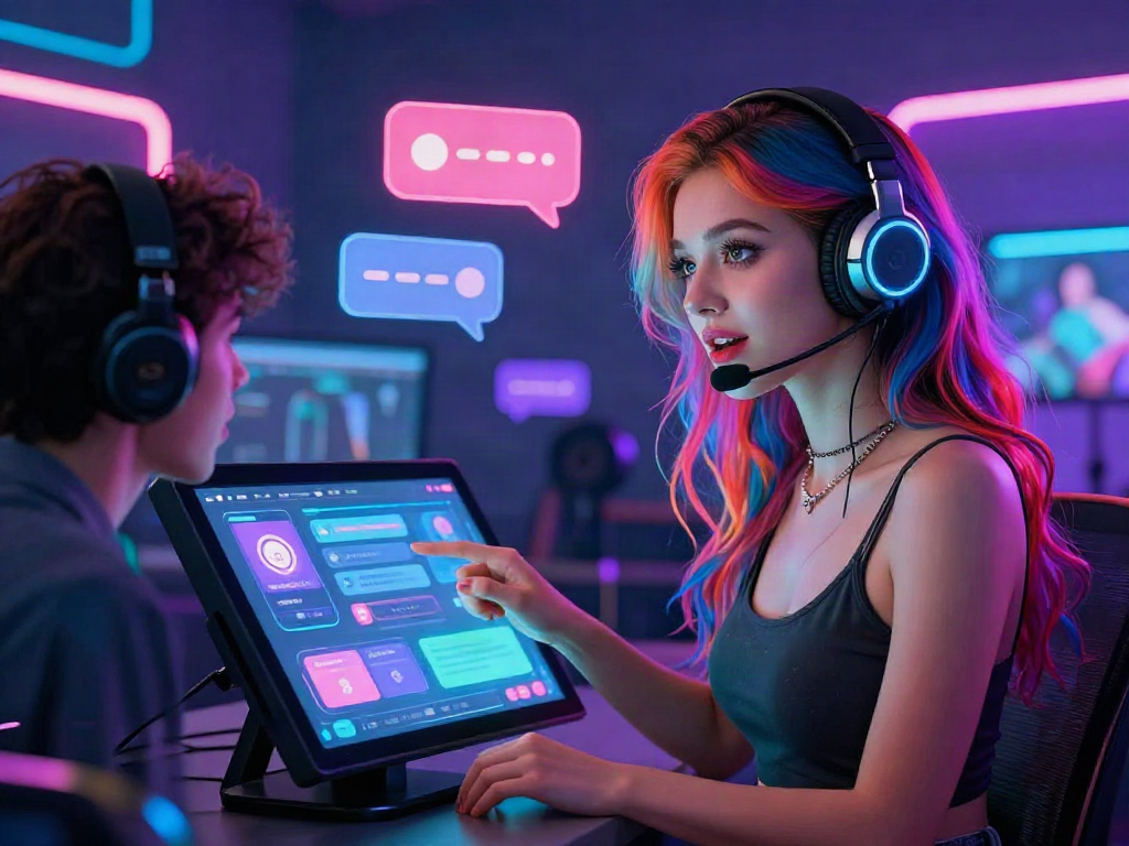 AI chat porn interaction with an engaging character in a vibrant digital space.
