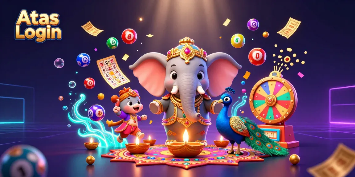Engage with Atas Login and experience dynamic gaming elements in a vibrant 3D illustration.