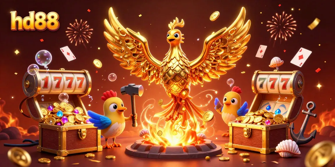 Engage with thrilling slots at hd88, featuring a powerful golden phoenix and explosive treasures.