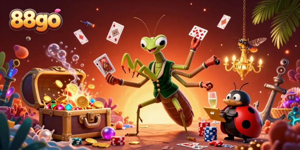Engage with the vibrant world of 88go featuring a unique casino scene with playful characters