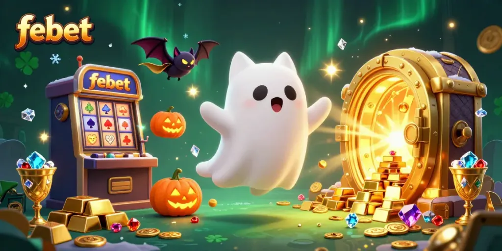 Experience the thrill of febet casino with lively characters and rich treasures in a haunted mansion.