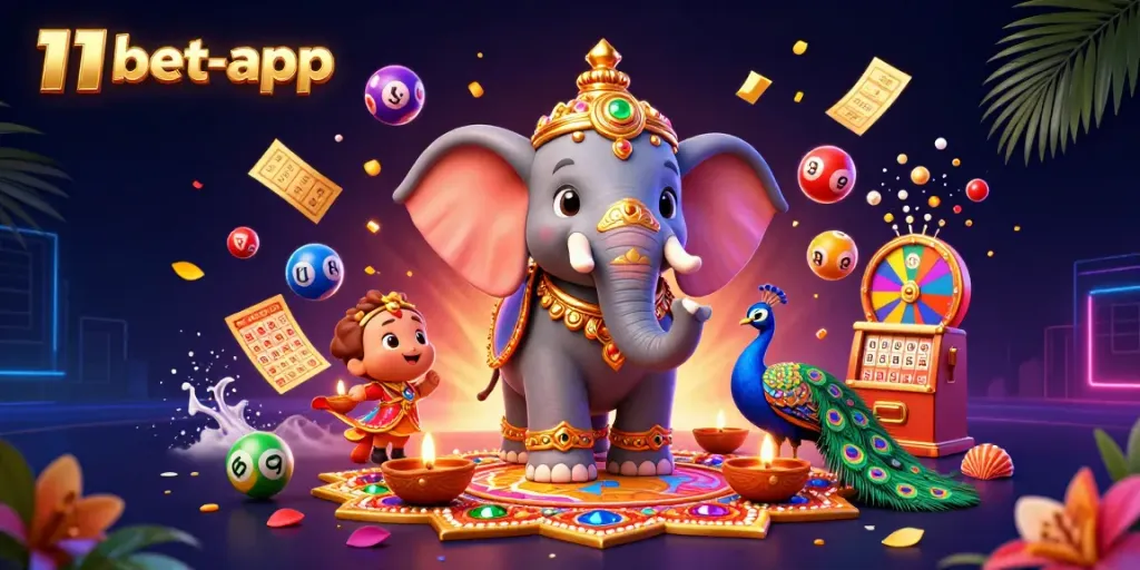 Experience the thrill of 11bet-app with colorful lottery balls and dynamic gaming elements.