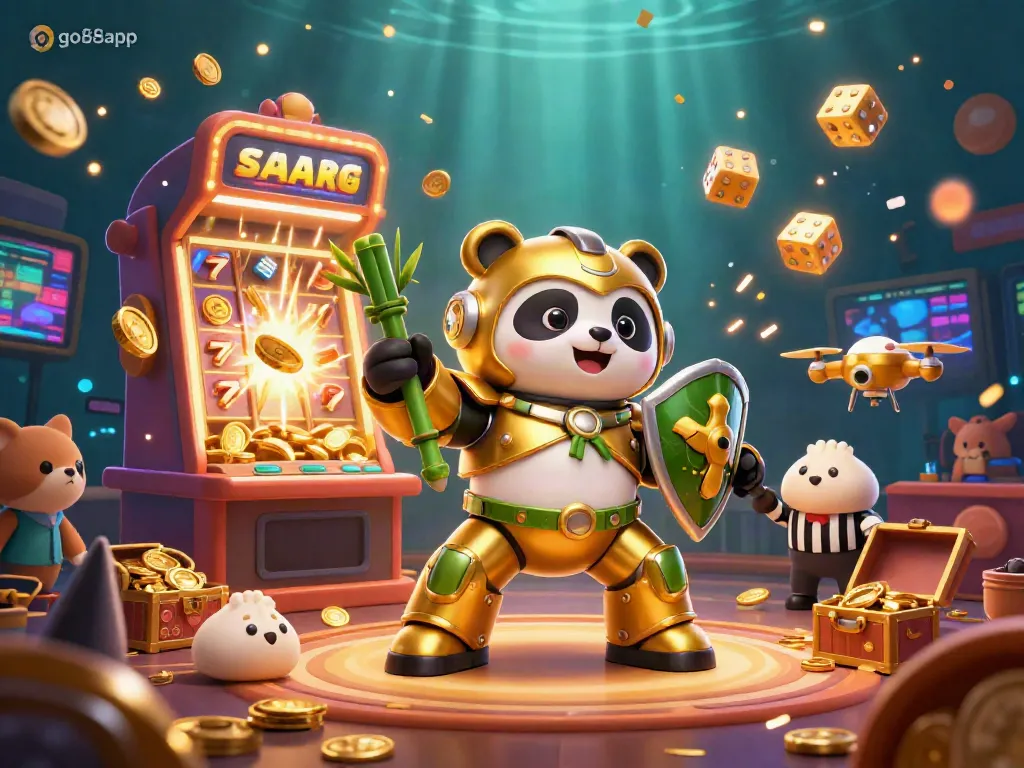 Experience excitement at go88app with engaging gameplay and vibrant casino elements in a dynamic 3D illustration.