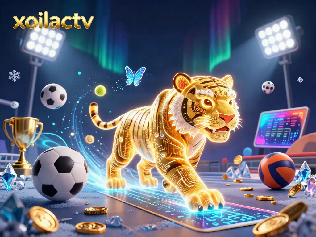 Place bets and enjoy live sports with xoilactv; a dynamic illustrated scene showcasing gaming excitement.