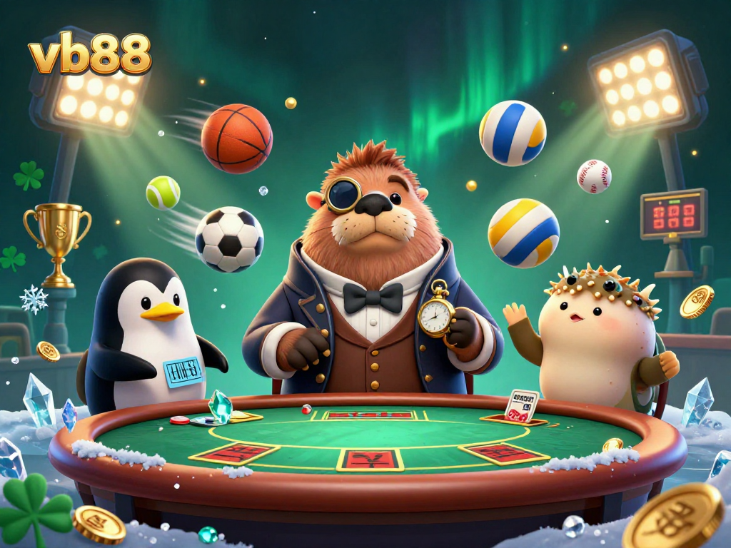 Join vb88 at an exhilarating underwater poker scene featuring a jolly walrus and friends.
