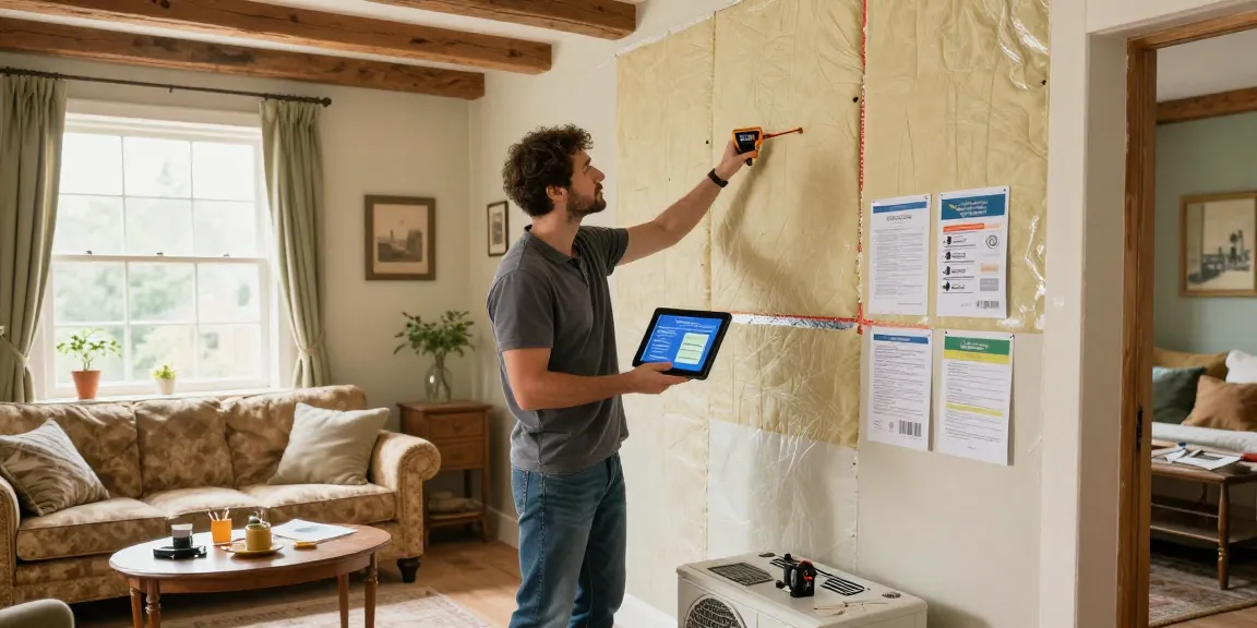 Inspecting insulation for heat pump installation in an old home.