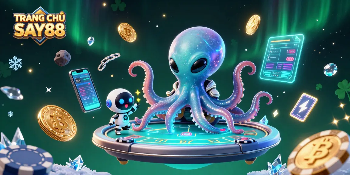 Engage in TRANG CHỦ SAY88 with thrilling poker action and vibrant space casino elements.