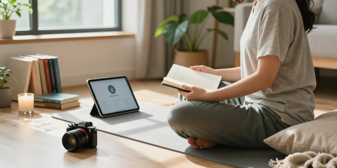 Individuum mit Persönlichkeitsentwicklung Tipps in ruhigem Home Office bei der Meditation.