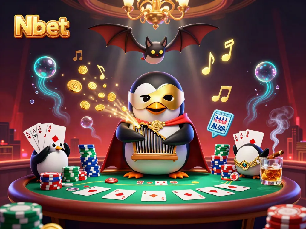 Experience Nbet's captivating gaming atmosphere with engaging characters and rich casino elements.