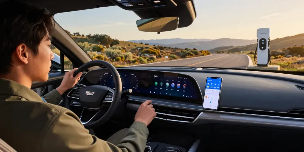 Do the Driving Modes in the Cadillac Lyriq Offer Different Ranges or Battery Usages? Modern Lyriq interior with driving modes displayed.