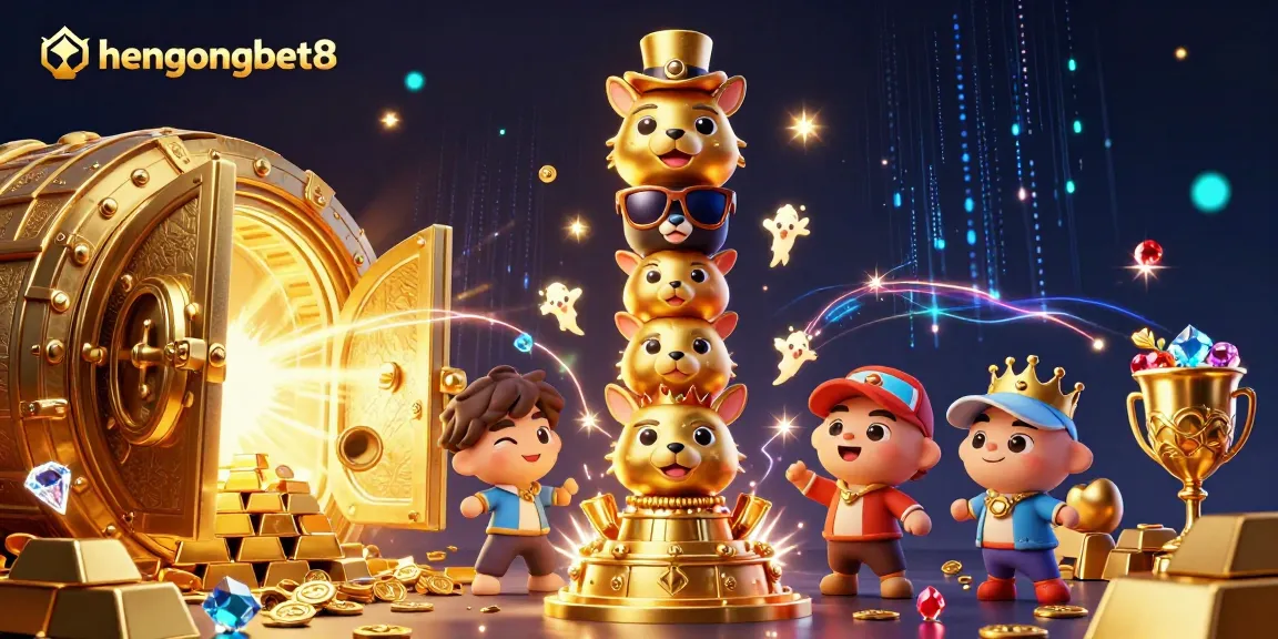 Spin the reels at hengongbet8 with vibrant casino energy and golden treasures lighting up the scene.
