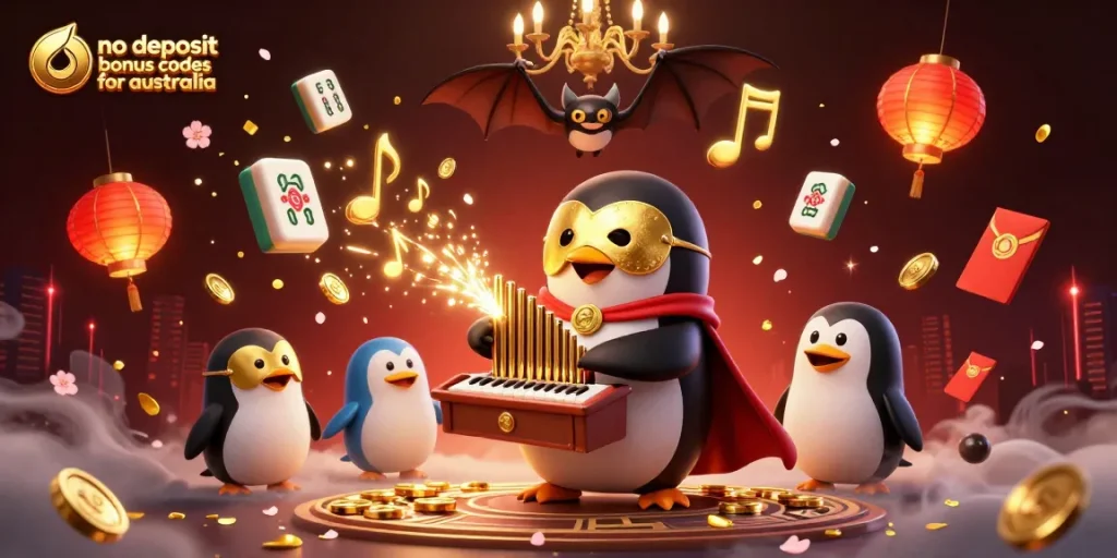 Play with no deposit bonus codes for Australia featuring a spectacular casino scene.