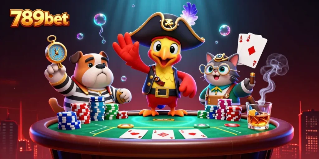 Engage in thrilling poker action with 789bet featuring a dynamic pirate scene and vibrant game elements.
