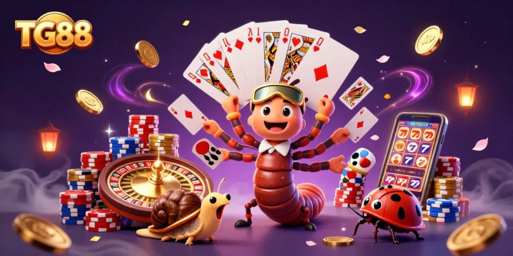 Experience thrilling wins at TG88 with dynamic casino action featuring 3D characters and vibrant game elements.
