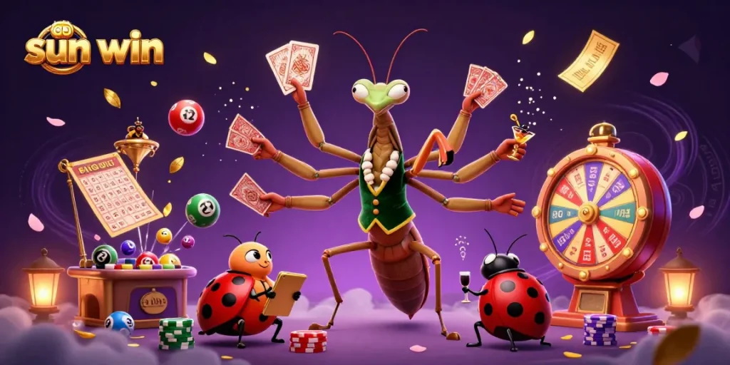 Engage with the vibrant sun win casino world featuring colorful lottery elements and dynamic characters.
