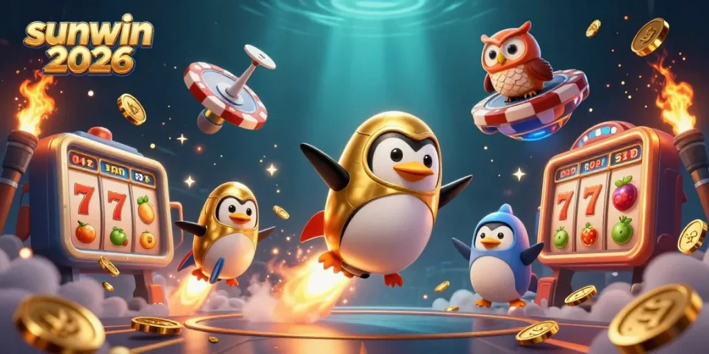 Experience thrilling gameplay with sunwin 2026, featuring vibrant 3D penguin and dynamic gambling elements.