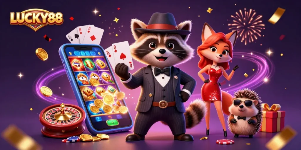 Experience wins with LUCKY88’s vibrant casino scene filled with excitement and action.