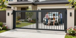 Schiebetore von WIŚNIOWSKI öffnen sich automatisch und bieten Komfort für die Familie.